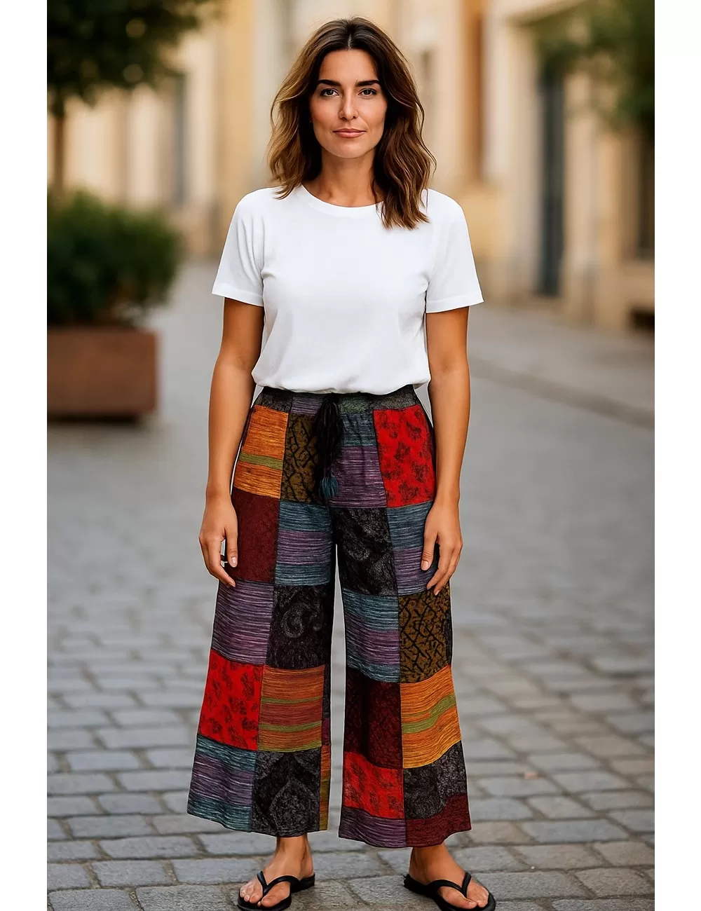 SF-119 : Patchwork Wide Leg Trousers
