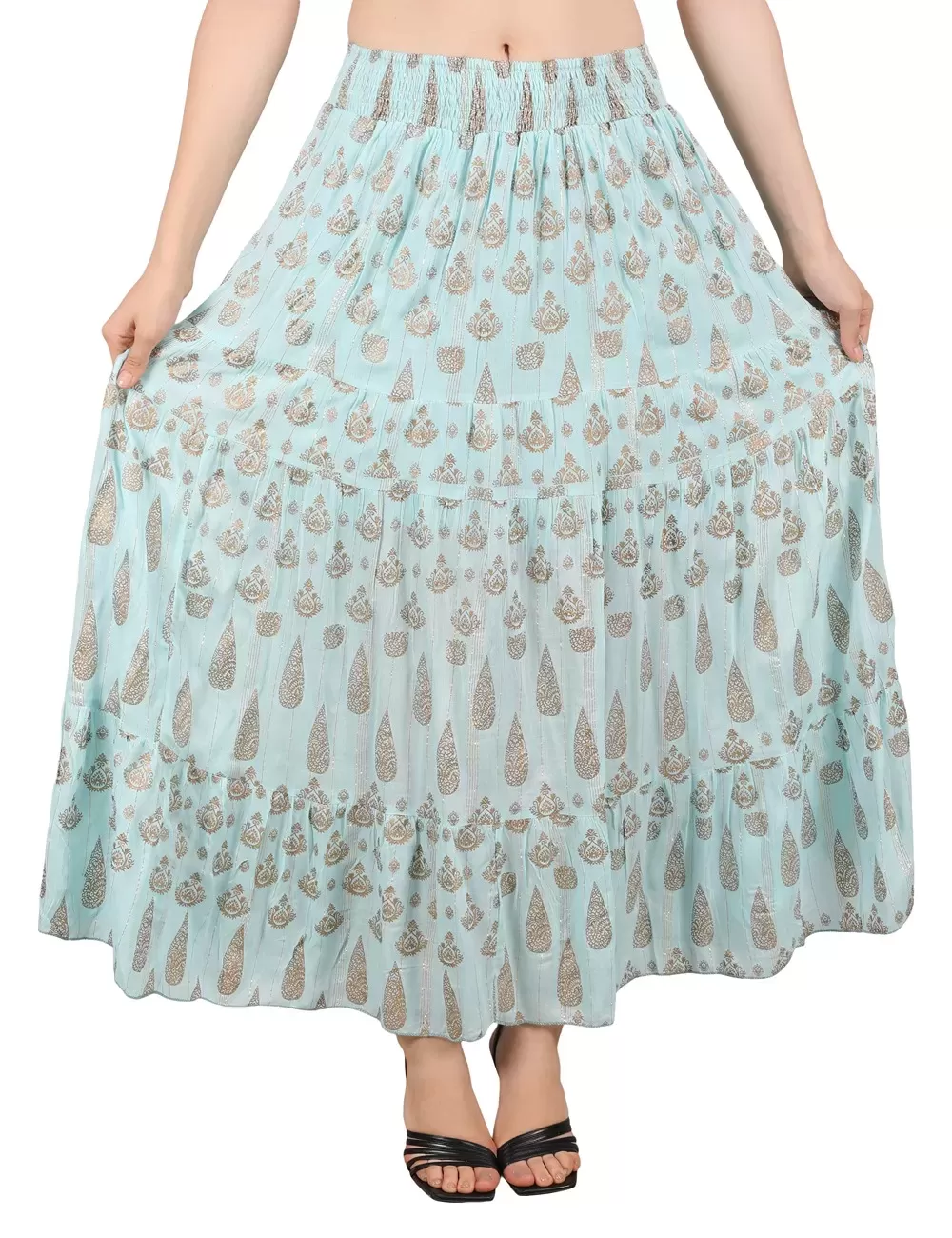 LI-03 : Stretchable Waist Paisley Print Skirt