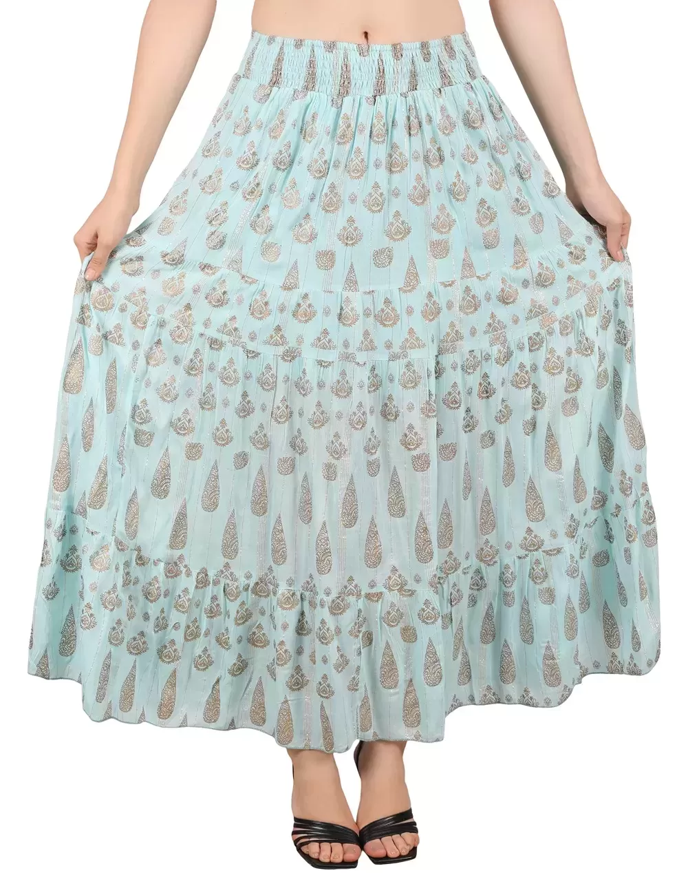 LI-03 : Stretchable Waist Paisley Print Skirt