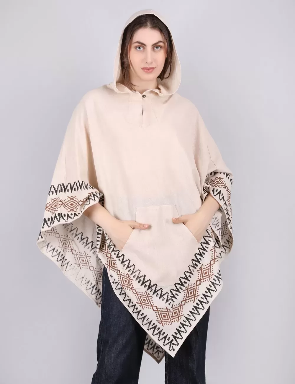 ME-02 : Hand Block Print Hooded Poncho