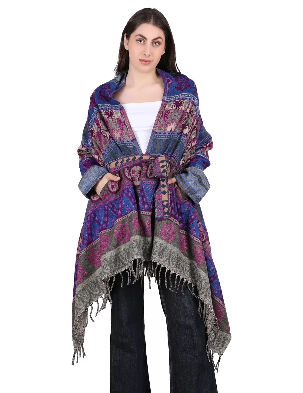SG-203 : Retro Shawl Hooded Poncho