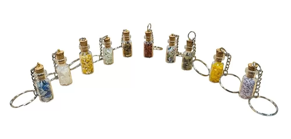 Bottle Crystal Tree Key Ring - Single Tree Box Packaging - Assorted Crystals