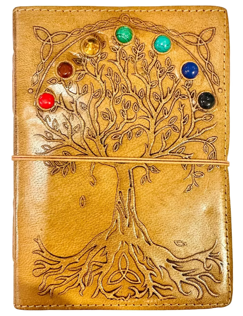 SLD-2 : Tree of Life Leather Tie Up Diary With Gemstones : 13X18 cms