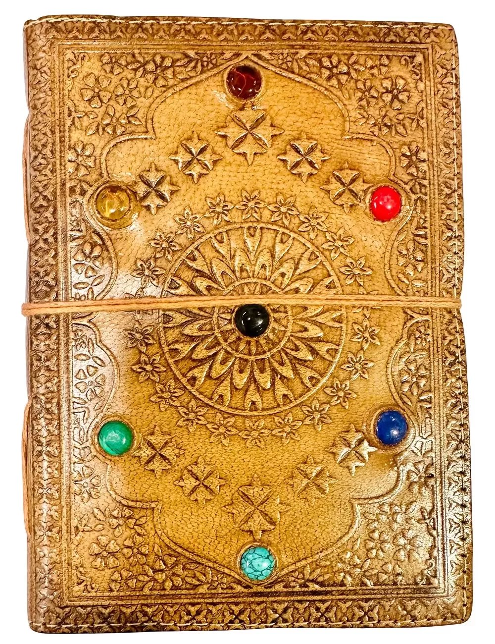 SLD-3 : Leather Tie Up Diary With Gemstones : 13X18 cms