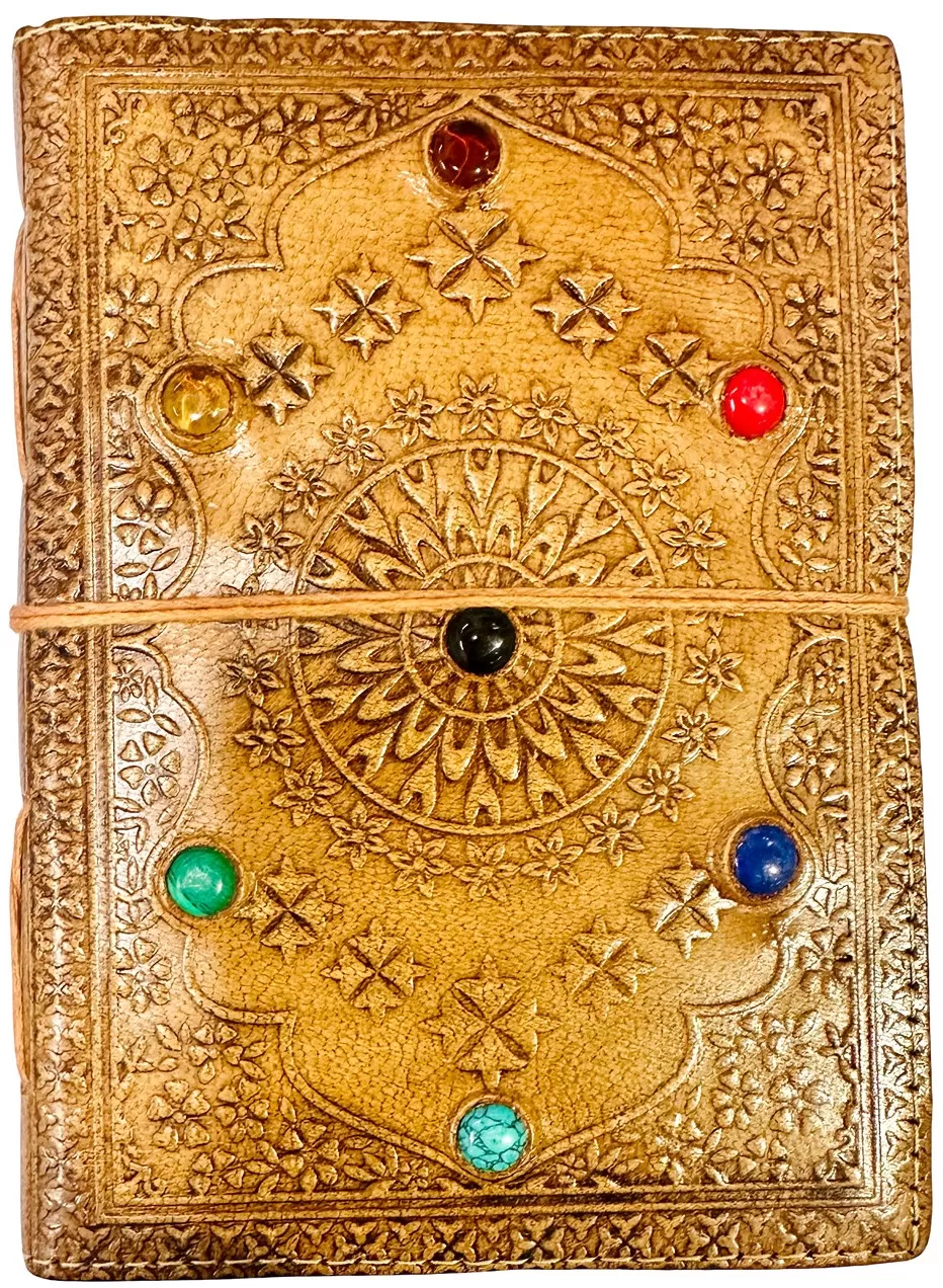 SLD-3 : Leather Tie Up Diary With Gemstones : 13X18 cms