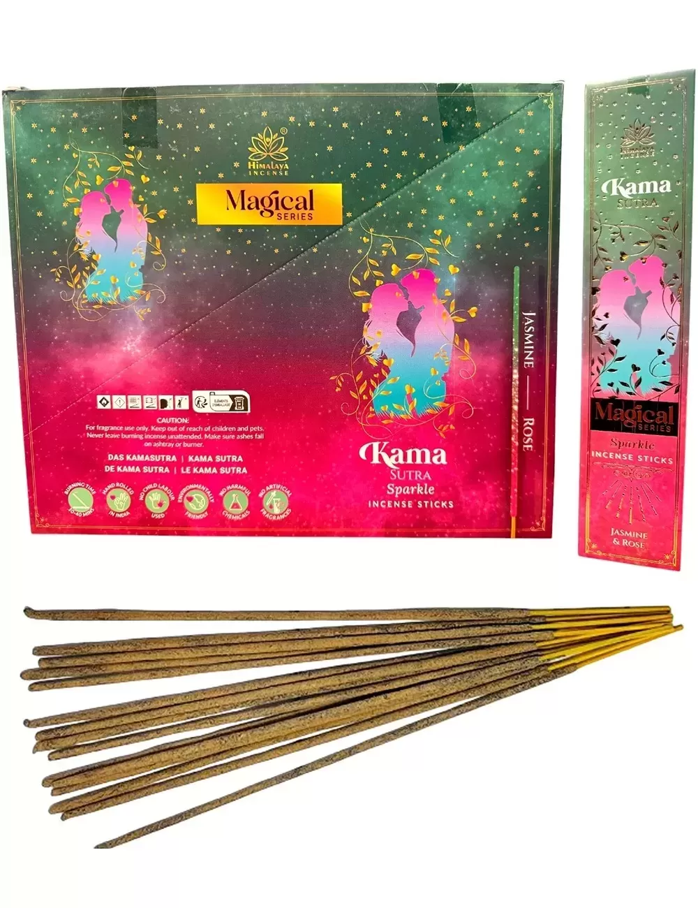 Himalaya - Magical Combination Series - Kama Sutra Sparkle Incense - Jasmine & Rose - 12 Packets Of 12 Sticks Each