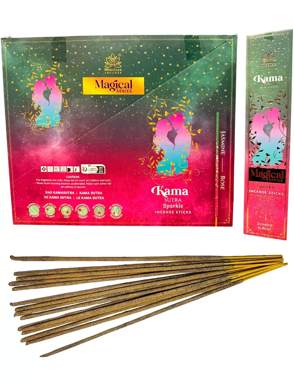 Himalaya - Magical Combination Series - Kama Sutra Sparkle Incense - Jasmine & Rose - 12 Packets Of 12 Sticks Each