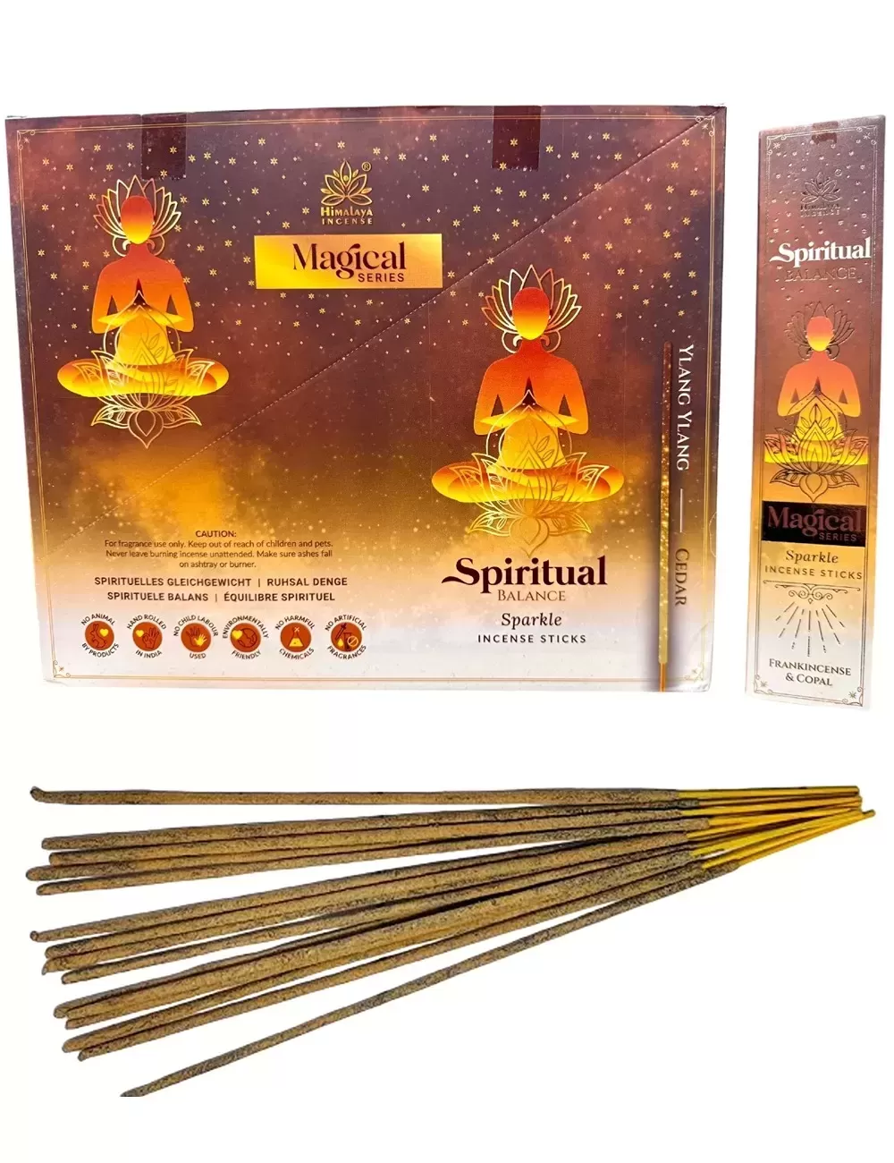 Himalaya - Magical Combination Series - Spiritual Balance Sparkle Incense - Ylang Ylang & Cedar - 12 Packets Of 12 Sticks Each