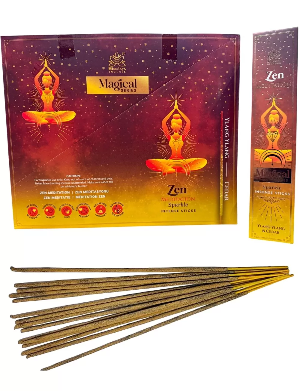 Himalaya - Magical Combination Series - Zen Meditation Sparkle Incense - Ylang Ylang & Cedar - 12 Packets Of 12 Sticks Each