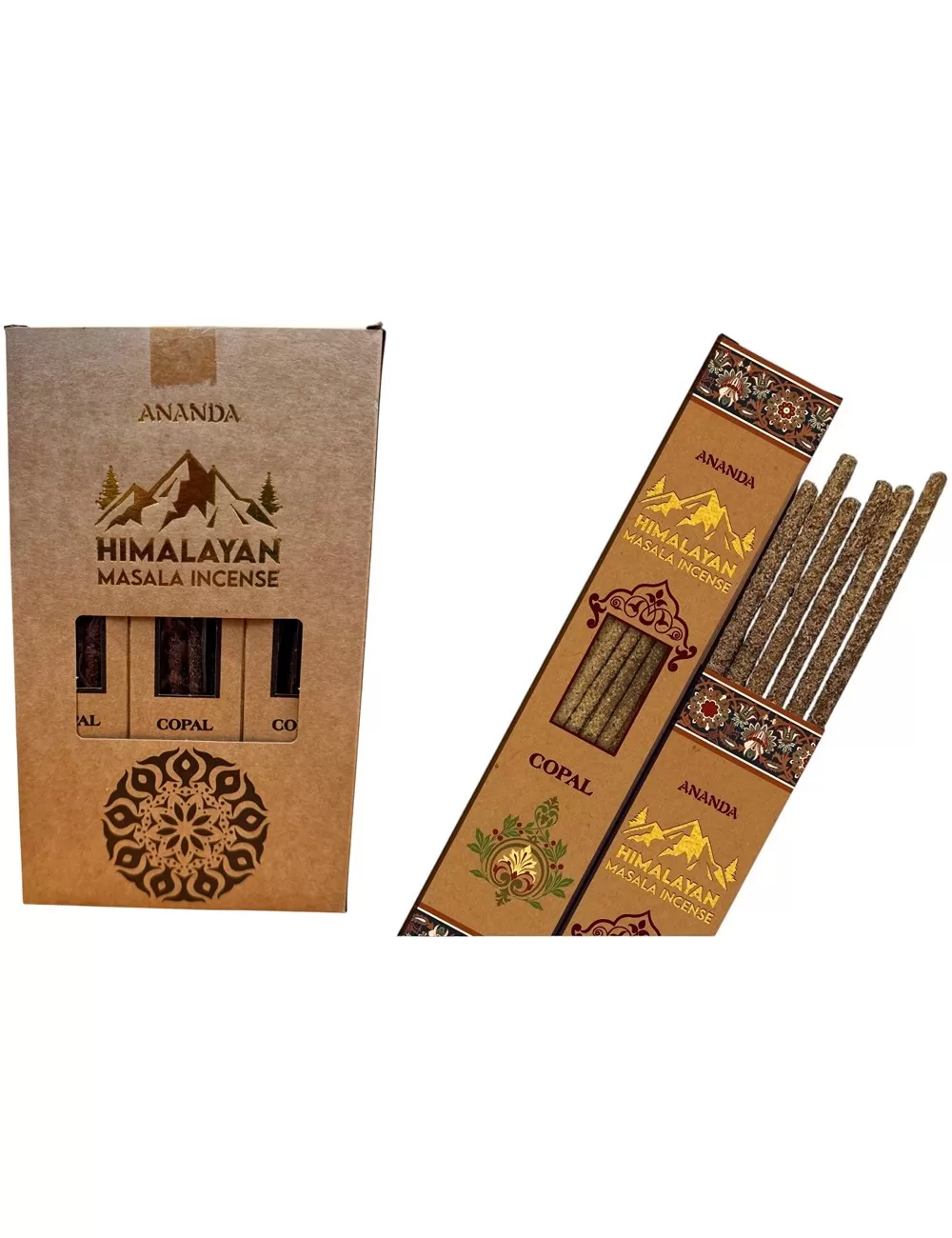 Ananda - All Natural Hand Rolled Smudge Incense - Copal - 12 Packets of 6 Thick Smudge Sticks Each