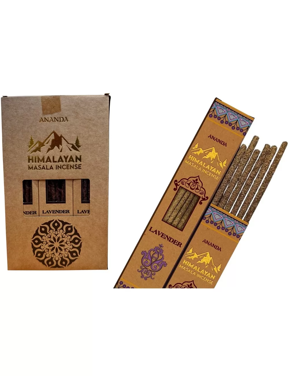 Ananda - All Natural Hand Rolled Smudge Incense - Lavender - 12 Packets of 6 Thick Smudge Sticks Each