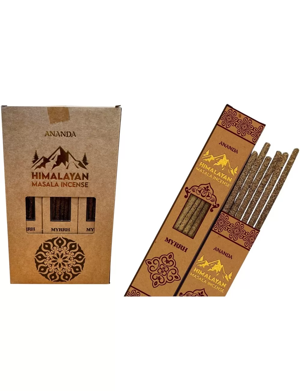 Ananda - All Natural Hand Rolled Smudge Incense - Myrrh - 12 Packets of 6 Thick Smudge Sticks Each