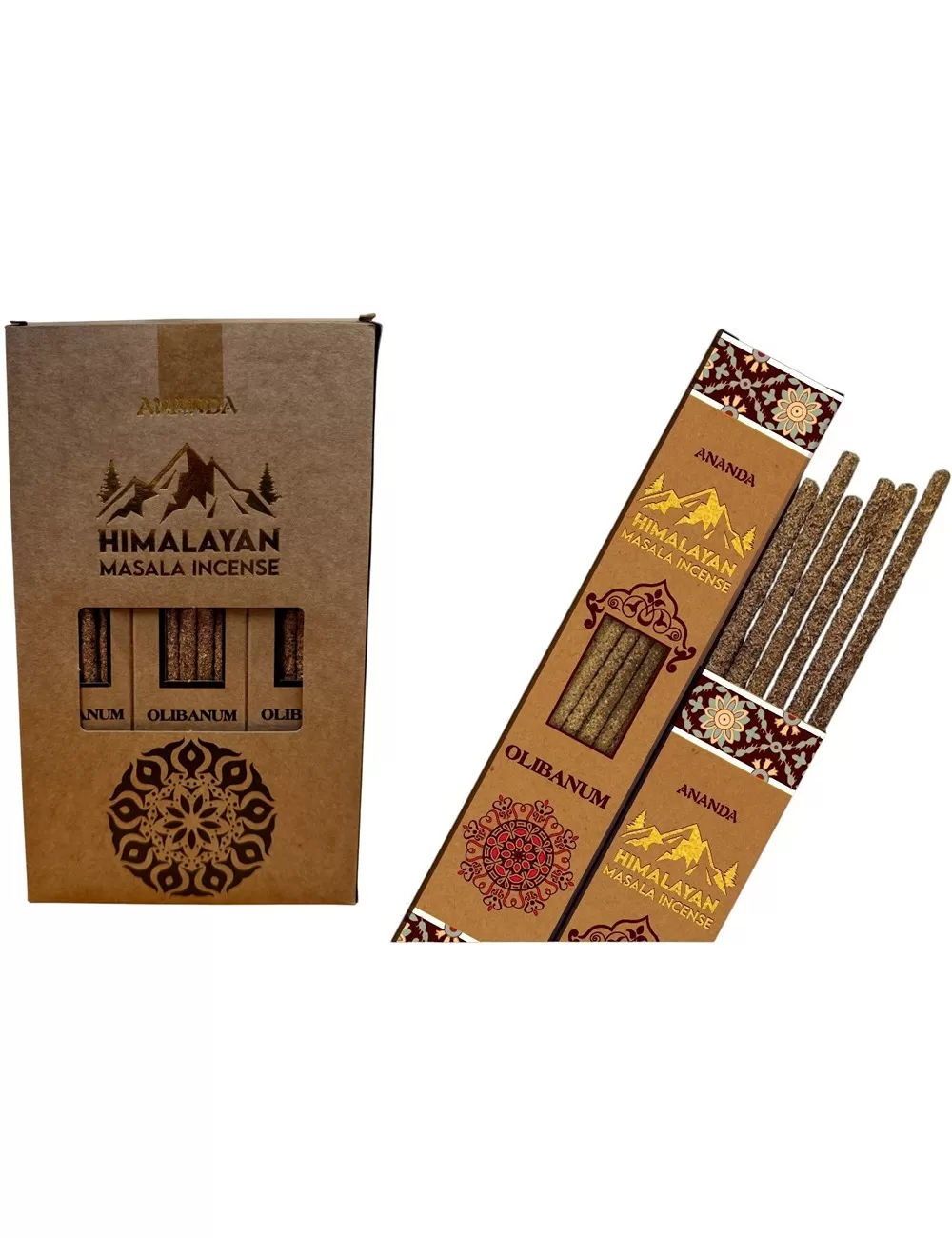 Ananda - All Natural Hand Rolled Smudge Incense - Olibanum - 12 Packets of 6 Thick Smudge Sticks Each