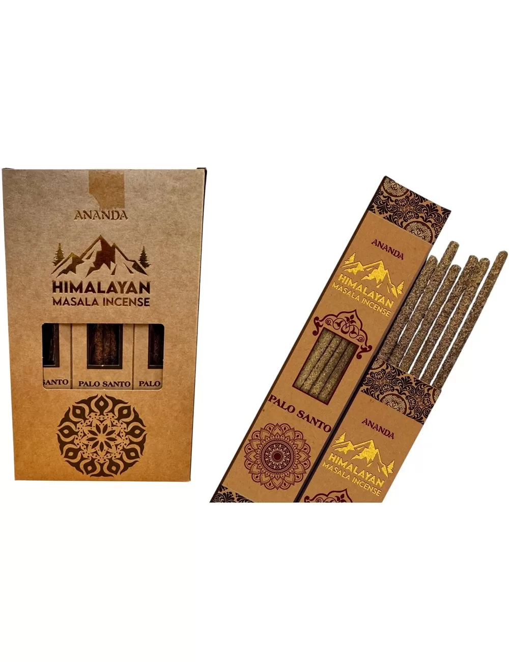 Ananda - All Natural Hand Rolled Smudge Incense - Palo Santo- 12 Packets of 6 Thick Smudge Sticks Each