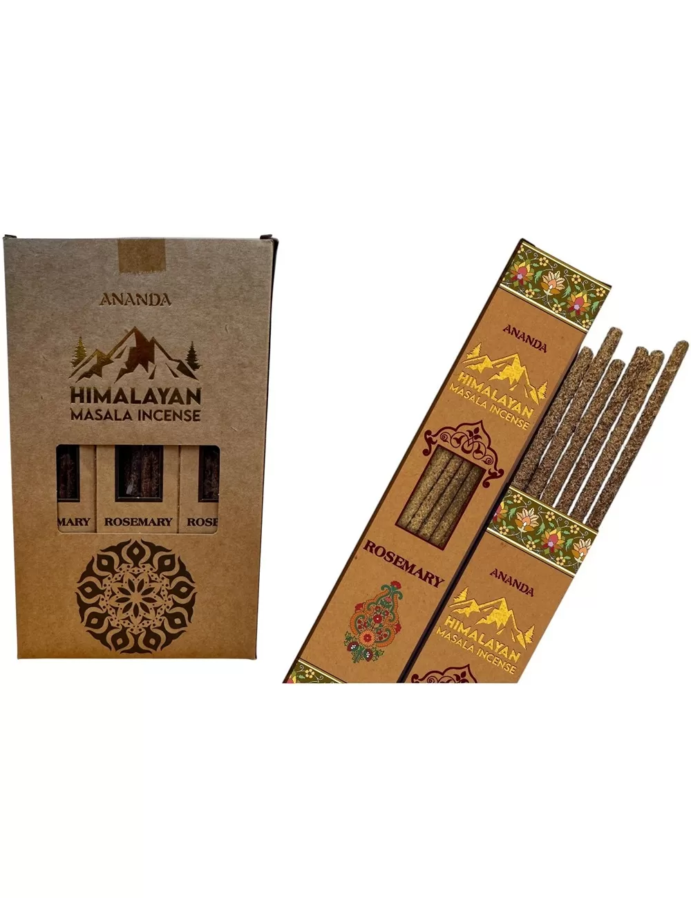 Ananda - All Natural Hand Rolled Smudge Incense - Rosemary- 12 Packets of 6 Thick Smudge Sticks Each