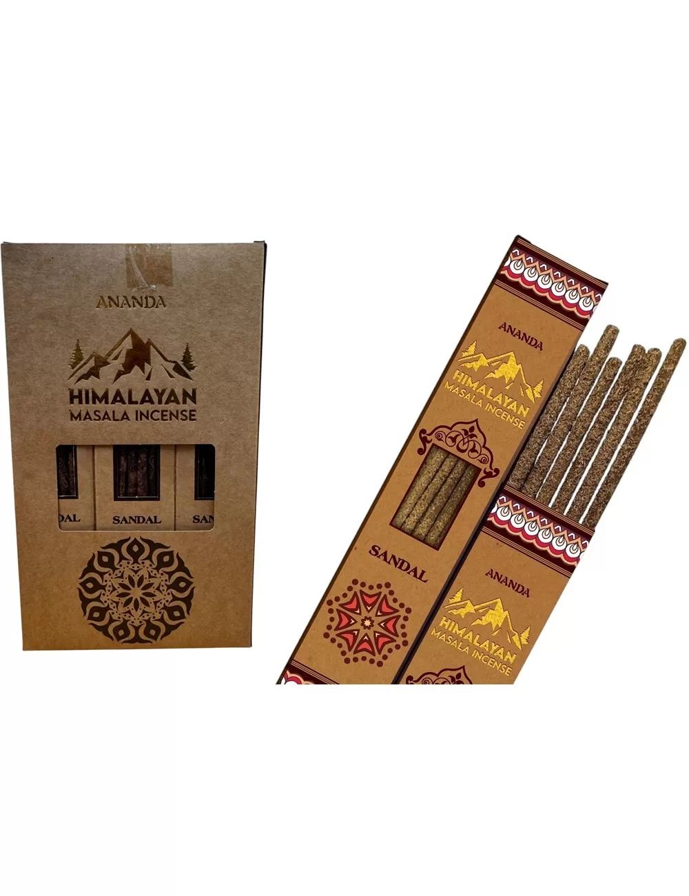 Ananda - All Natural Hand Rolled Smudge Incense - Sandal - 12 Packets of 6 Thick Smudge Sticks Each