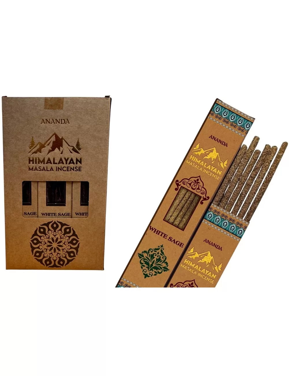 Ananda - All Natural Hand Rolled Smudge Incense - White Sage - 12 Packets of 6 Thick Smudge Sticks Each