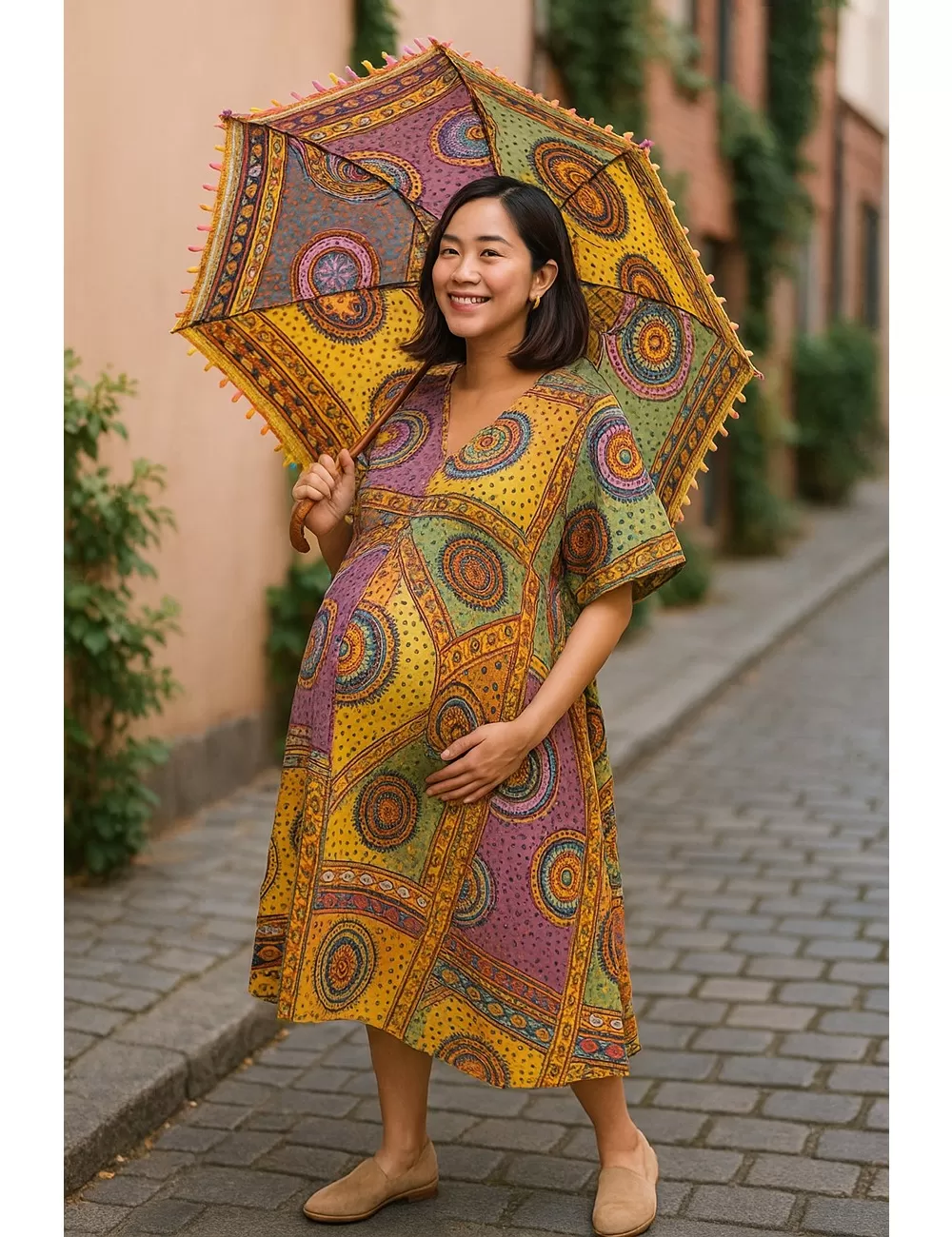 UMB-03 : Bohemian Handmade Embroidery Design Umbrella Big | Assorted Colors