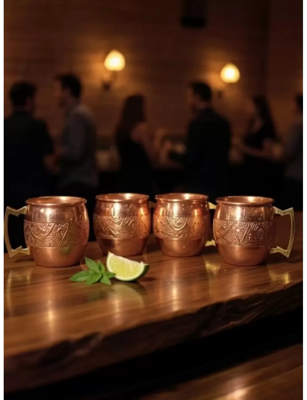 Copper Shots Glasses | Middle Carved | Set of 4 Glasses | With Box