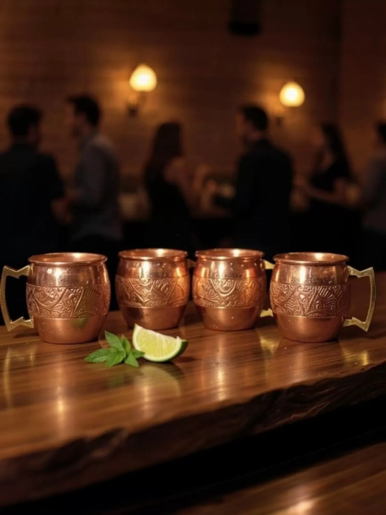 Copper Shots Glasses | Middle Carved | Set of 4 Glasses | With Box