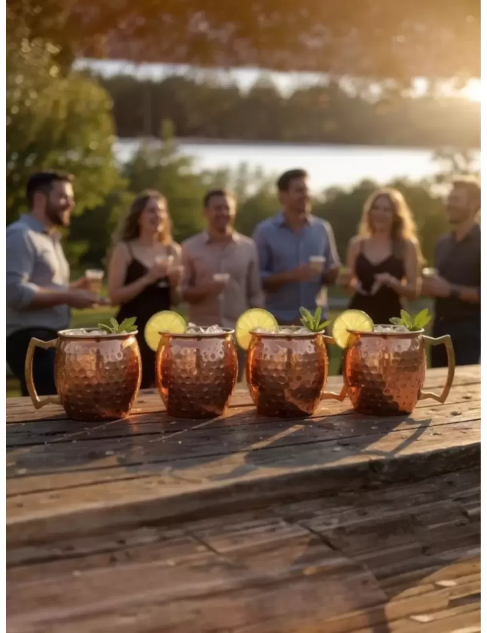 Hammered Copper Shots Glasses | Set of 4 Glasses | With Box