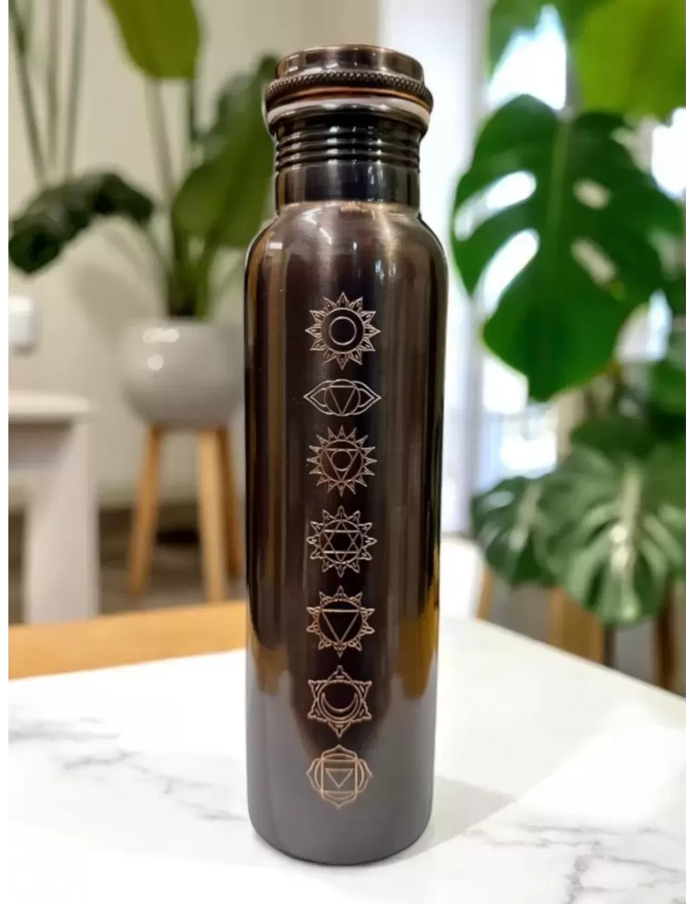 Pure Copper | 7 Chakra Printed | Copper Bottle  With Lid