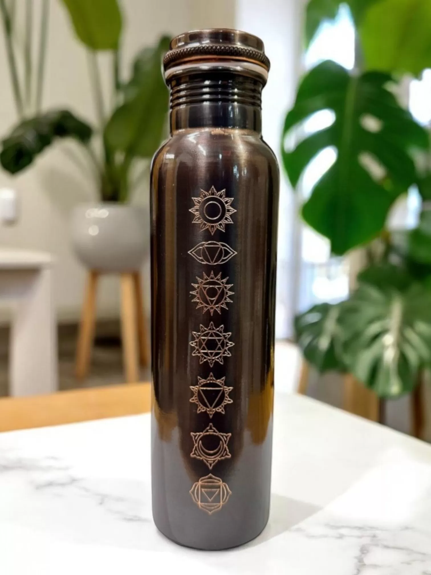 Pure Copper | 7 Chakra Printed | Copper Bottle  With Lid