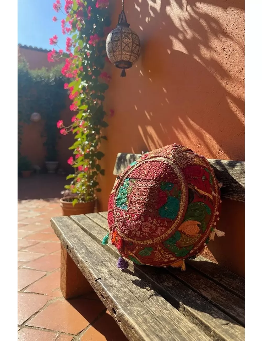 Handmade Round Couch Cushion (Assorted Patches) | Throw Pillow