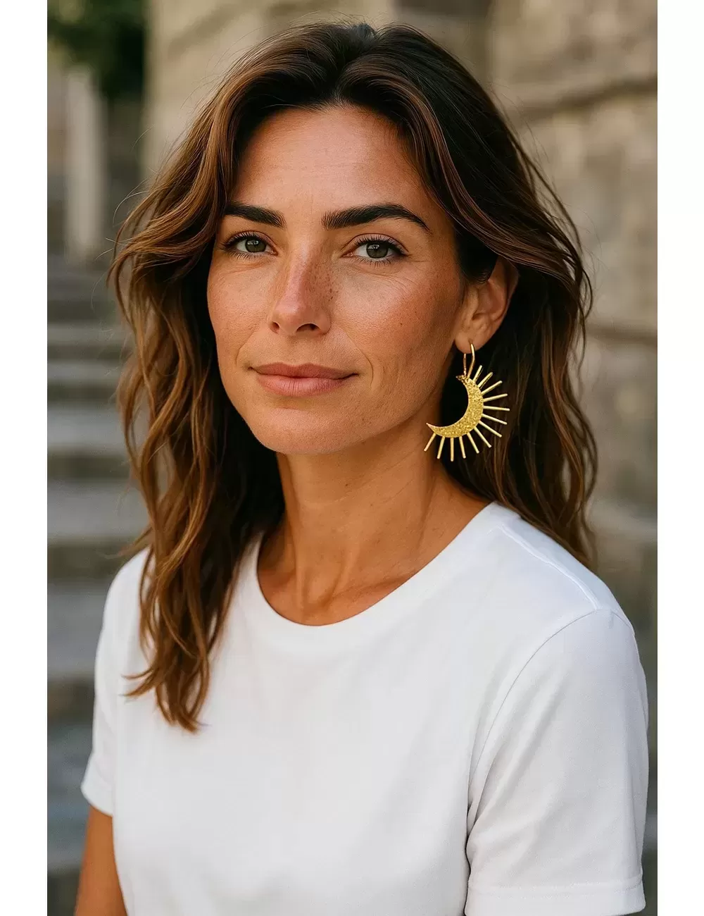 KEA-31 : Half Sun Earrings : Assorted Colors (Gold,Silver)