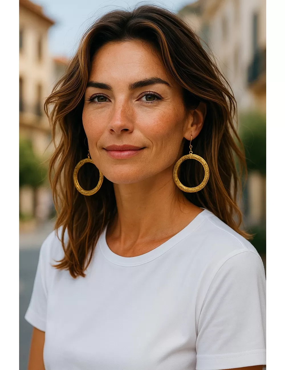 KEA-44 : Engraved Hoop Earrings : Assorted Colors (Gold,Silver)
