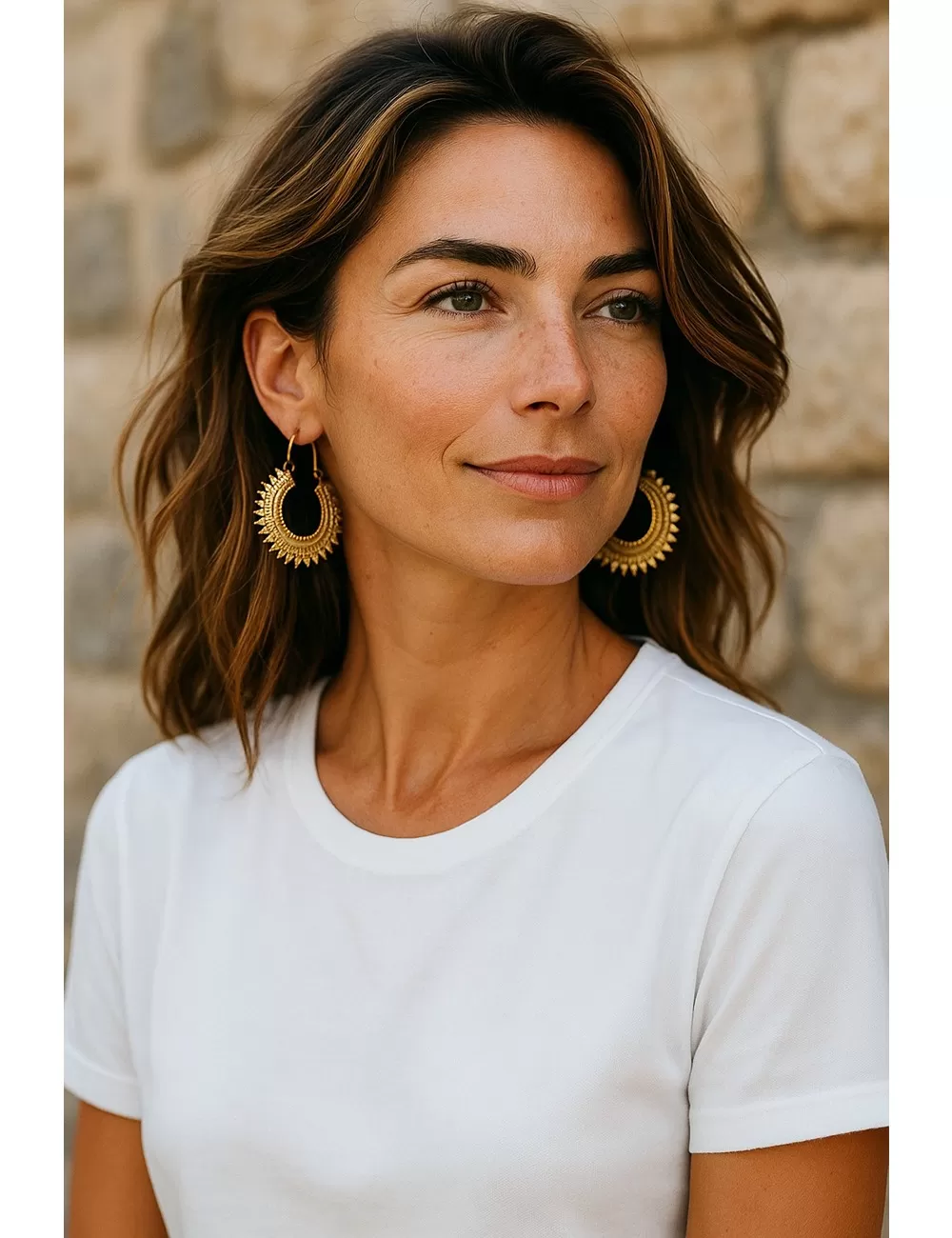 KEJ-22 : Sun Hoops: Assorted Stones & Colors (Gold,Silver)