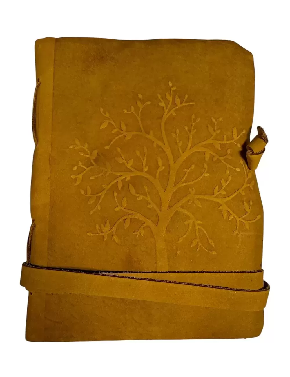 RLD-13 : Antique Handmade With Rope Tie : Old Tree Print Leather Diary : 13X18 cms