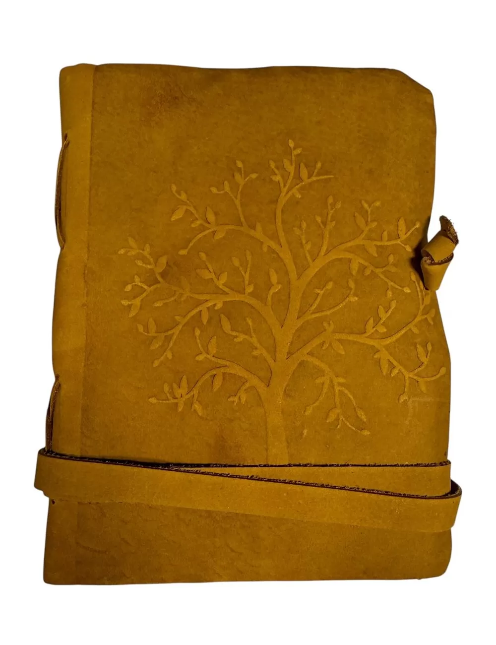 RLD-13 : Antique Handmade With Rope Tie : Old Tree Print Leather Diary : 13X18 cms