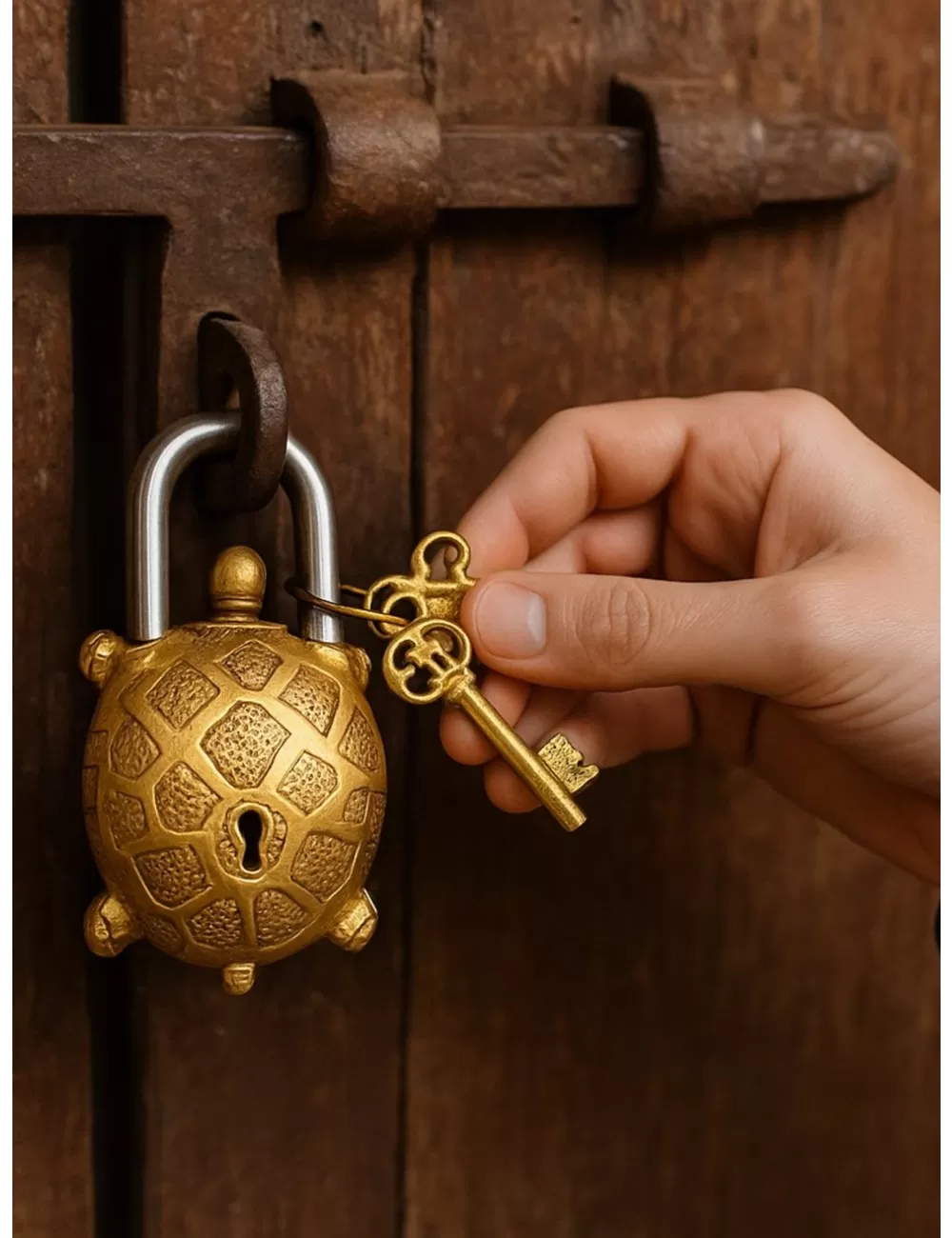 DL-3 : Brass Turtle Lock and Key Set