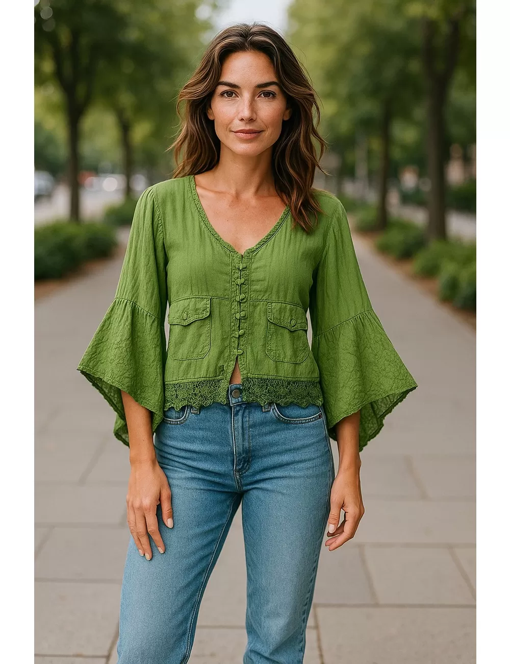 PE-21 : Flare Sleeves Top
