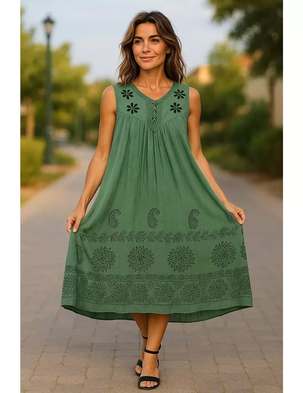 D-22 : Boho Embroidered Maxi Dress