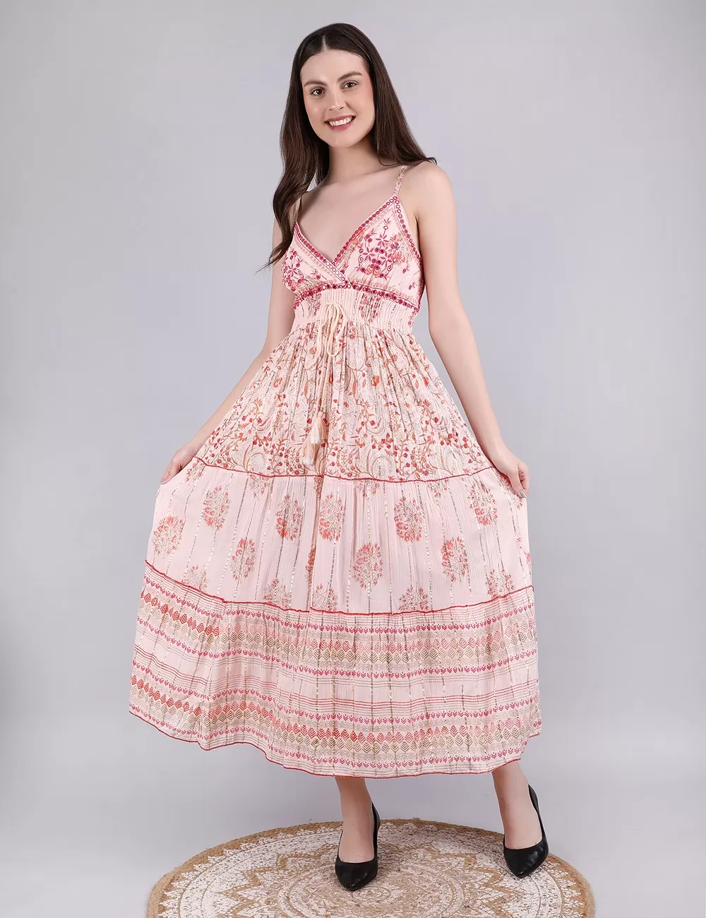 GE-04 : Frill Sleeve Boho Maxi Dress