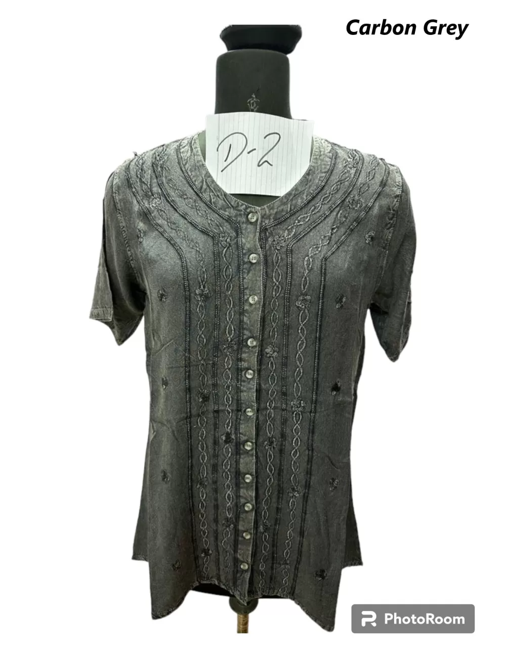 D-02 : Embroidered Button Up Top