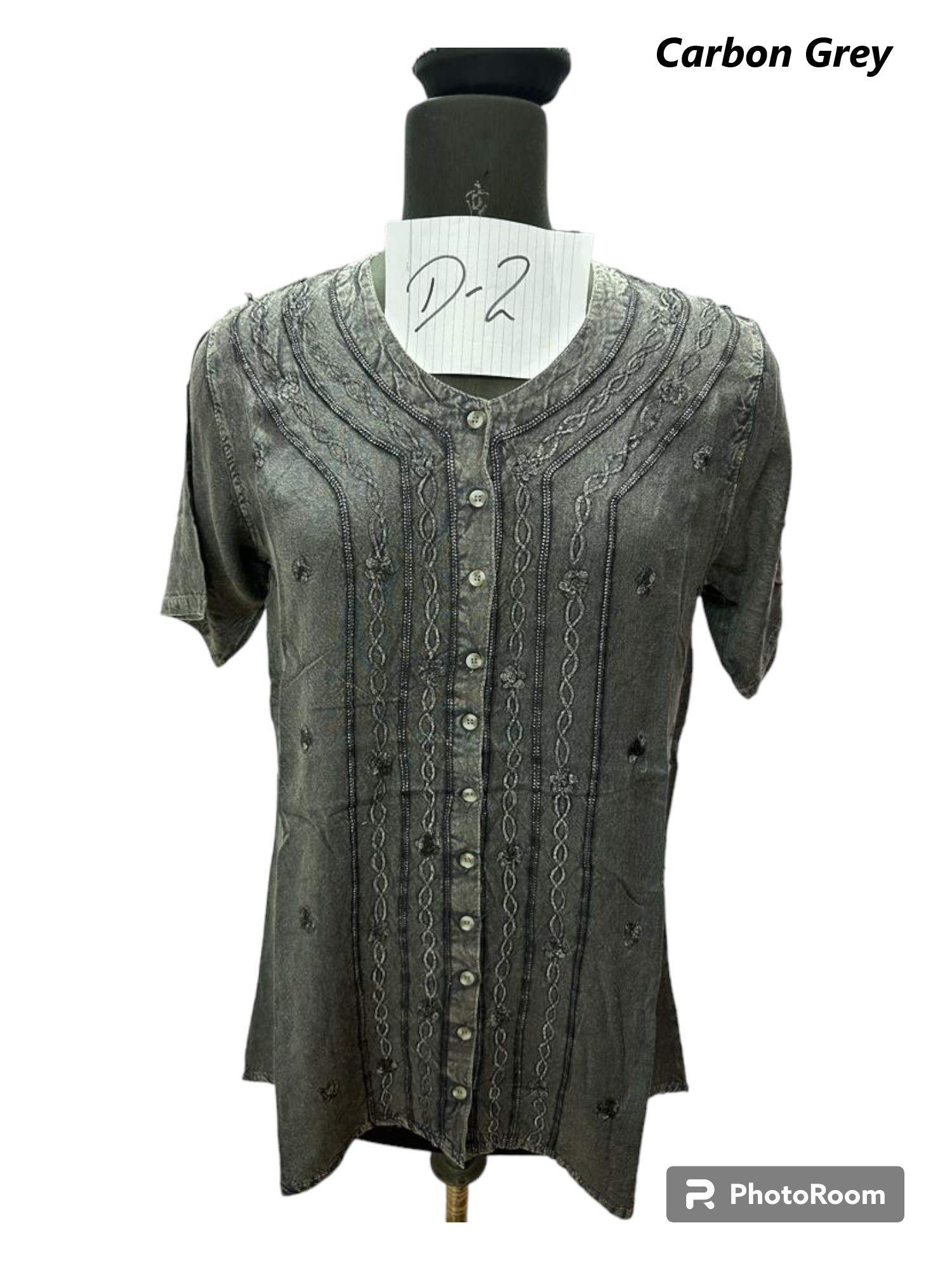D-02 : Embroidered Button Up Top