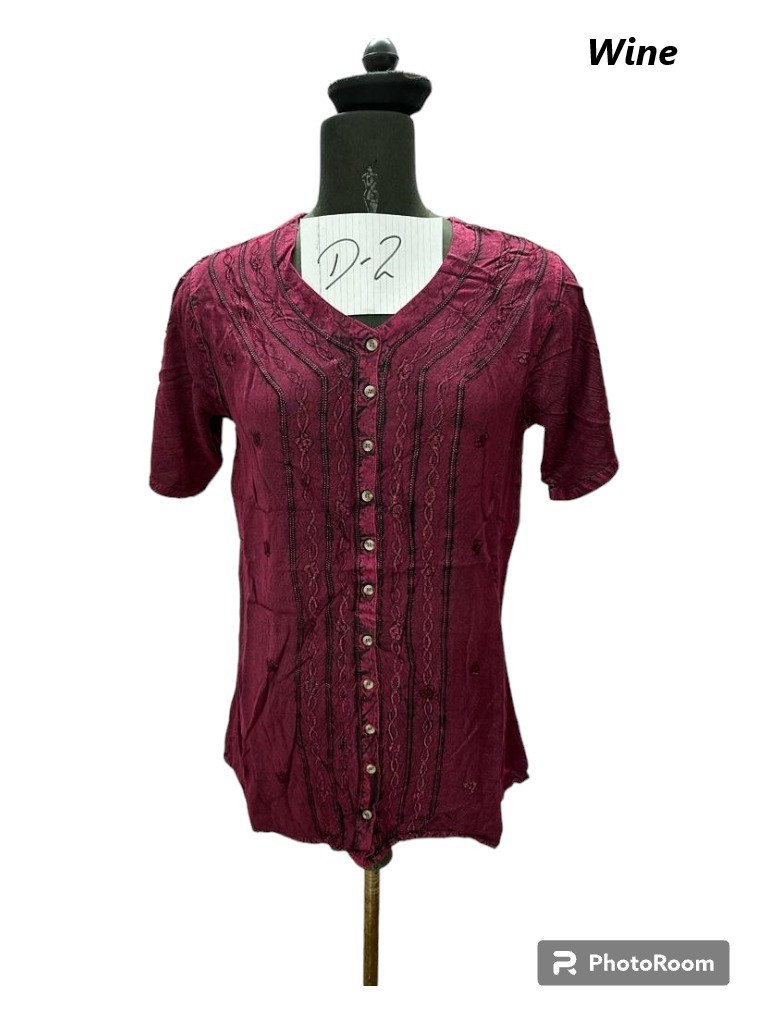 D-02 : Embroidered Button Up Top