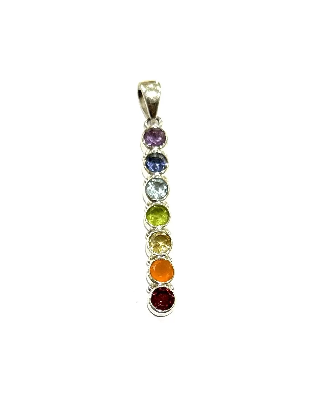 Sterling Silver : 7 Chakra Vertical Pendant