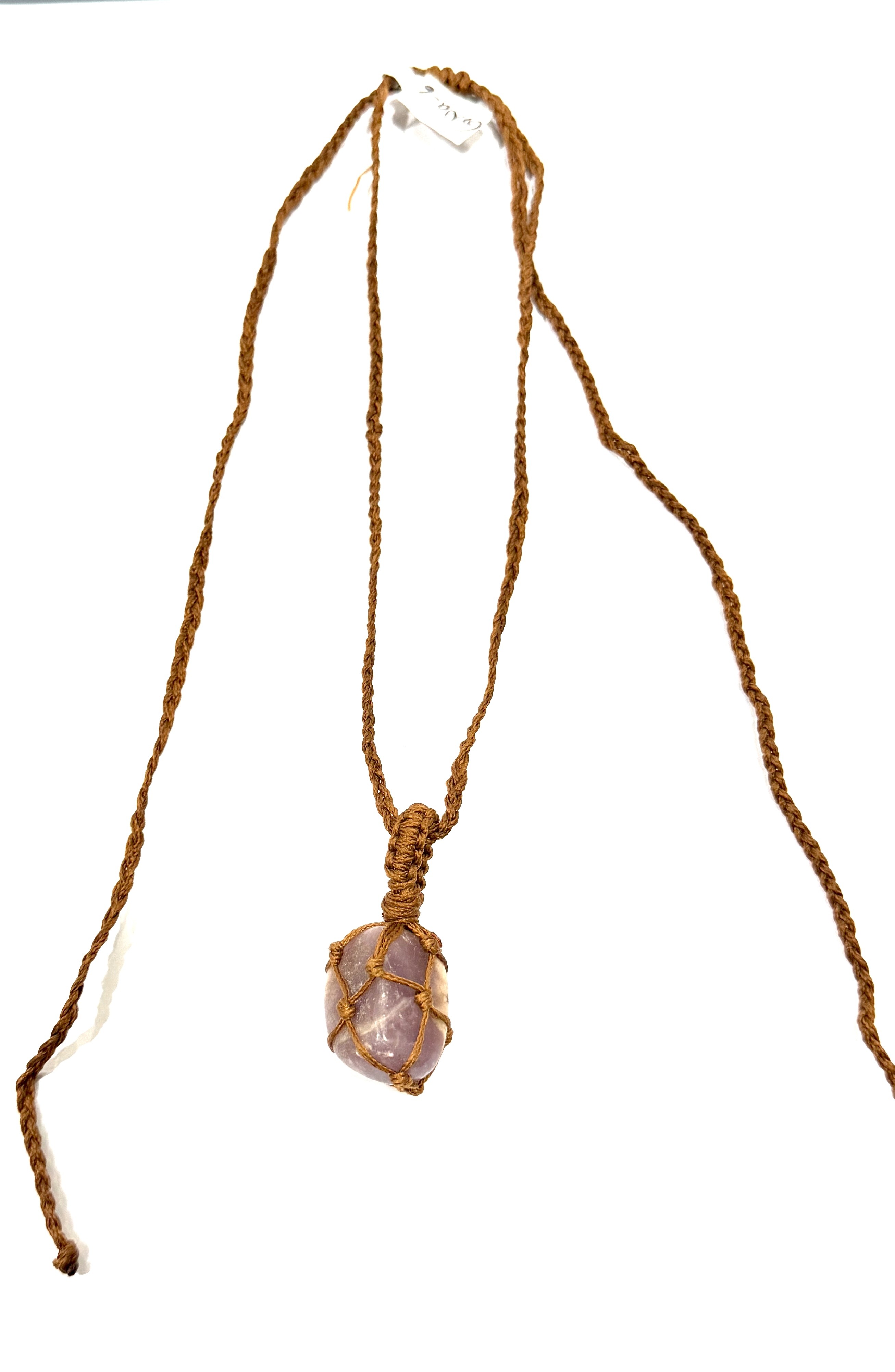 GNG-7 : Macrame Crystal Pouch Necklace