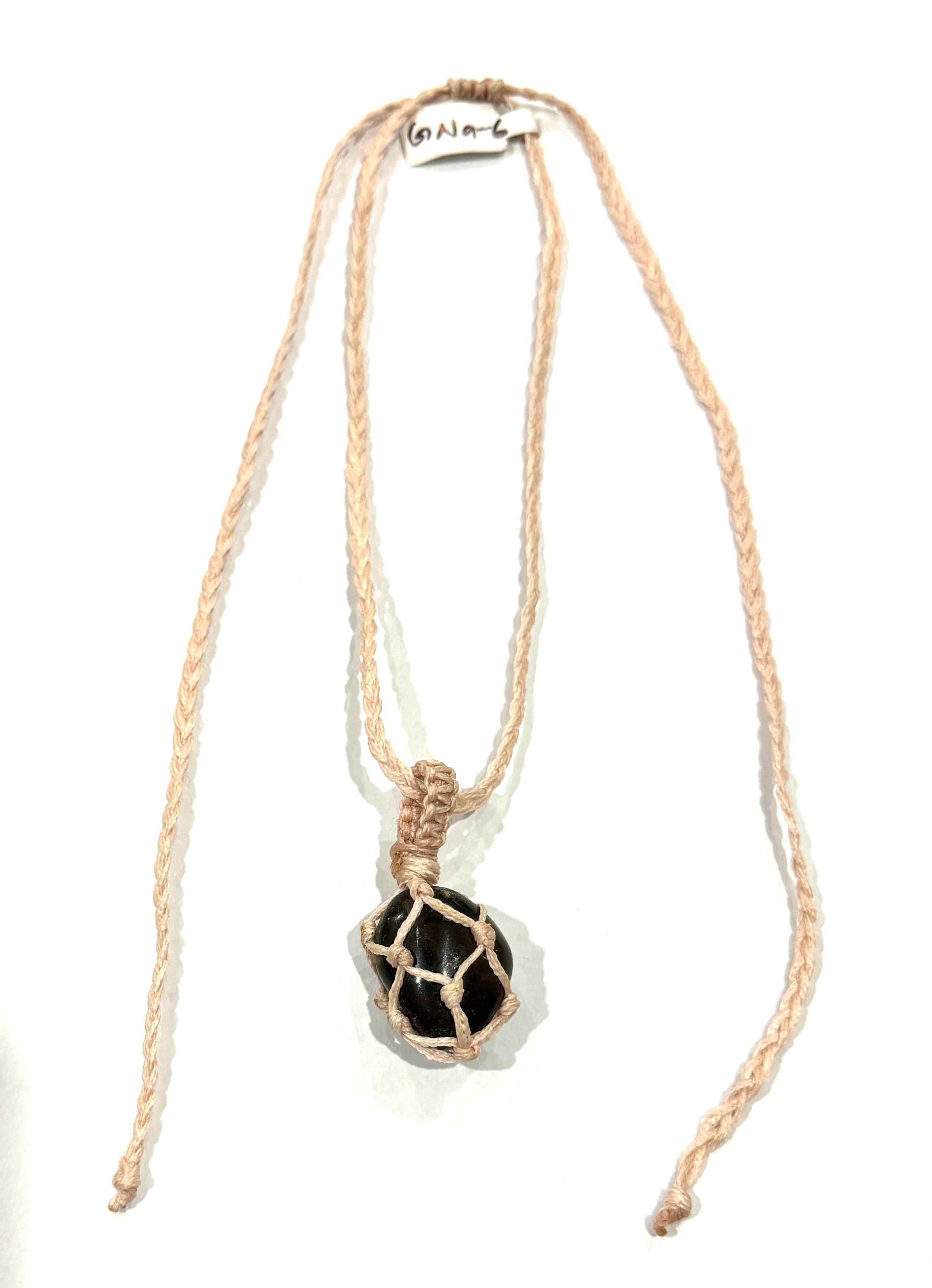 GNG-7 : Macrame Crystal Pouch Necklace