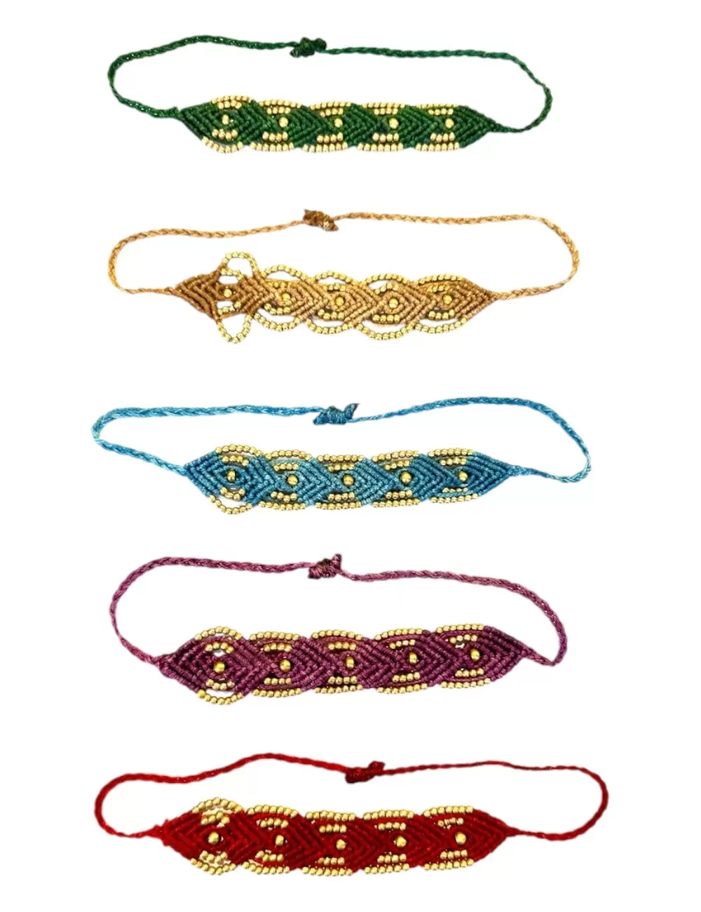 KBJ-27 : Macrame Square Wave Bracelet with Beads