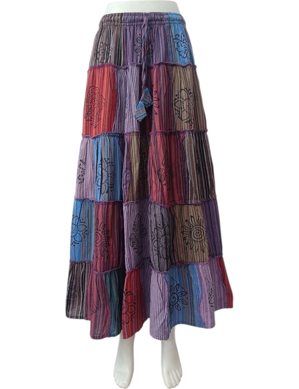SF-82 : Block Print Patchwork Cotton Skirt