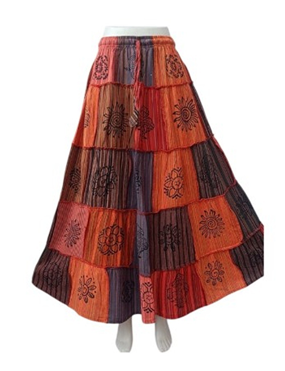SF-82 : Block Print Patchwork Cotton Skirt