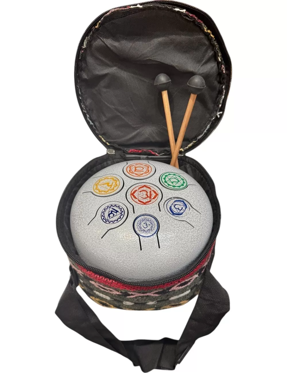 7 Chakra White HAPI Drum - Small - 6.5 inches