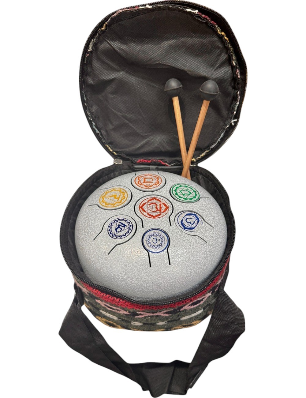 7 Chakra White HAPI Drum - Large - 10 inches