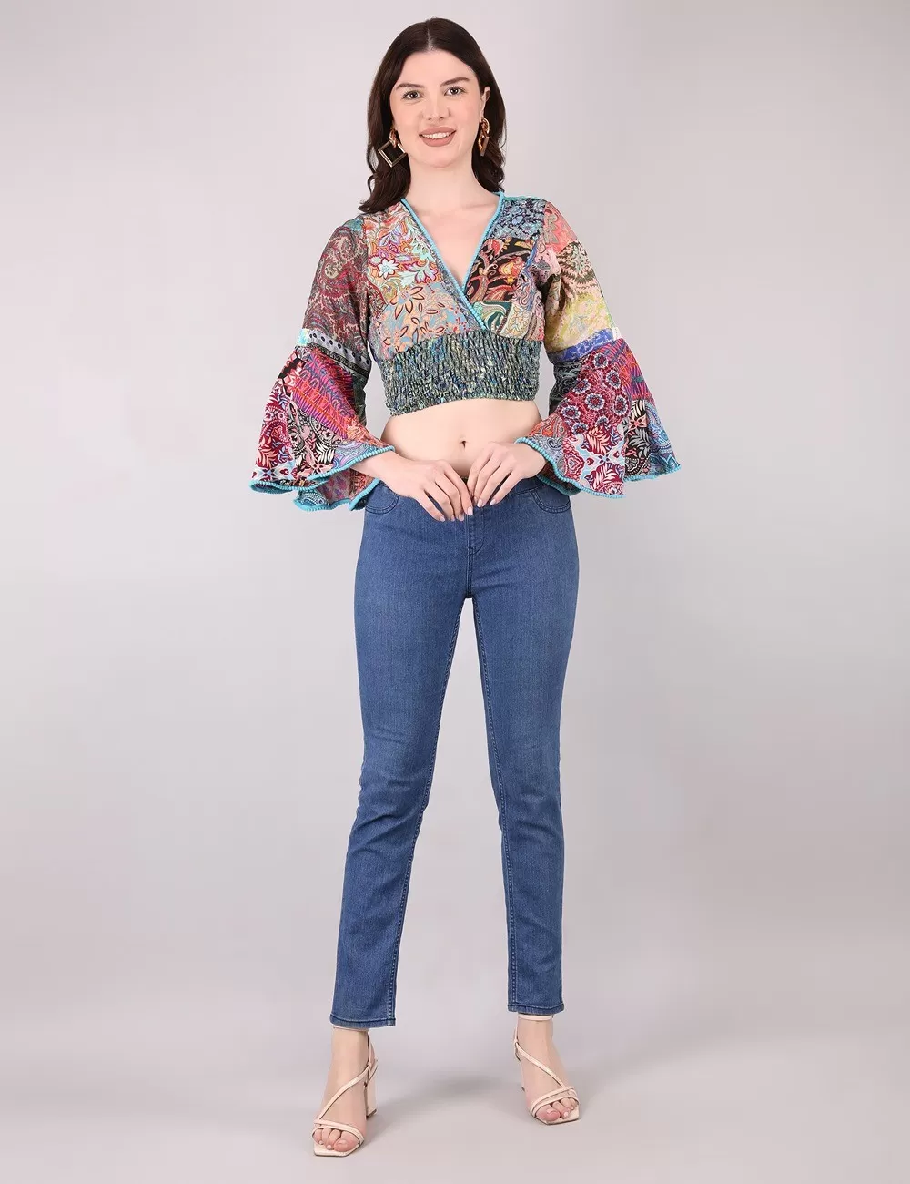 DB-59 : Patchwork Bell Sleeve Top