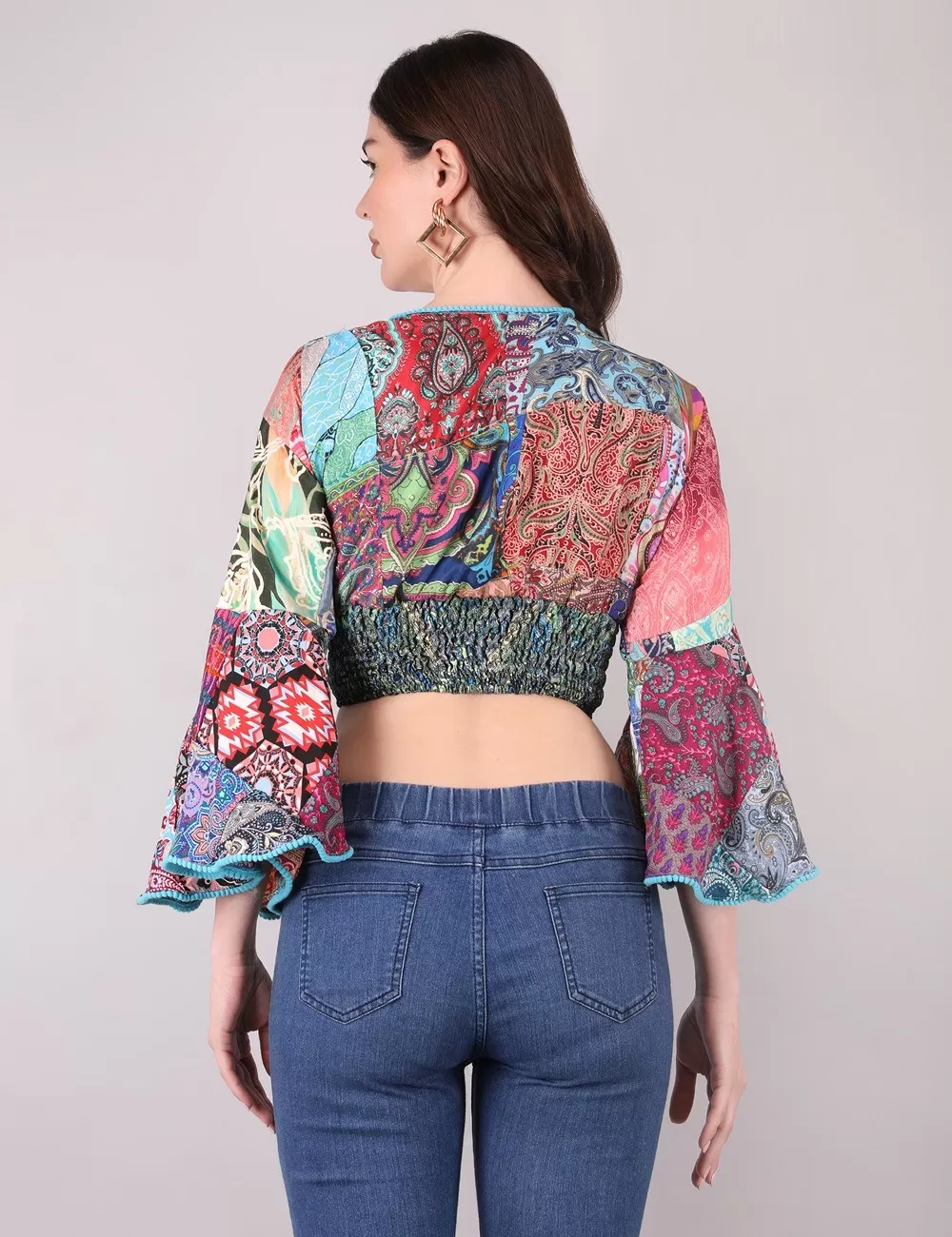DB-59 : Patchwork Bell Sleeve Top